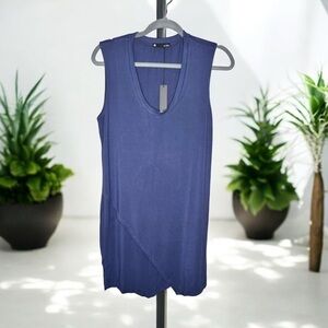 Krisa Revolve Nile Blue Asymmetrical Layered Sleeveless Tank Mini Dress